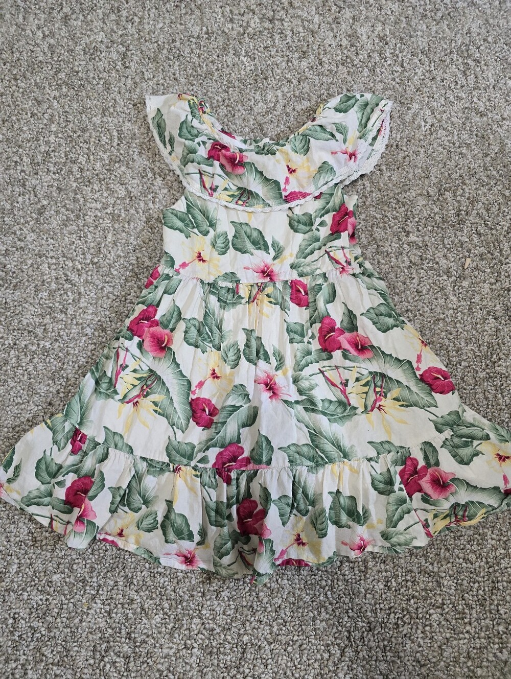 Janie And Jack Floral Tiered Hawaiian Knee Length Dress Girls Size 7